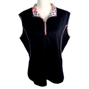 Monterey Club Women's Sleeveless Blue Moisture Wicking Polo Shirt Size XL